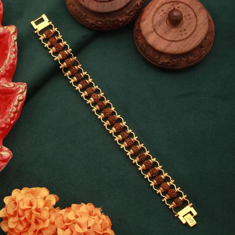 Paanch Mukhi Rudraksha Bracelet with Gold Plating